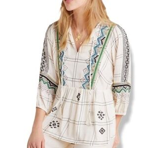 Anthropologie Tops Brielle Embroidered Peasant Blouse By Vineet Bahl Size XS